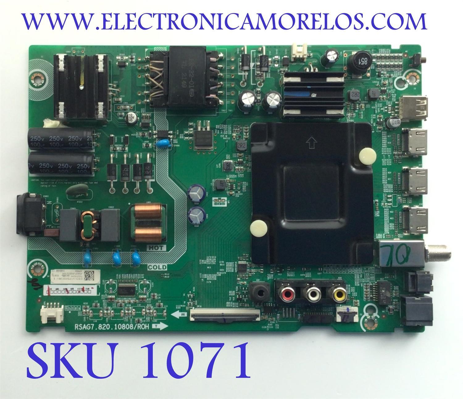 MAIN FUENTE (COMBO) PARA TV HISENSE·ROKU TV 4K·UHD·HDR / NUMERO DE PARTE 303578 / RSAG7.820.10808/ROH / 303579 / 43A53FUR(0003) / H41802PNL35A1 / PANEL HD425Y1U52-T0L2\GM\CKD3A\ROH / DISPLAY T430QVN03.M / MODELO 43R6E4 43A53FUR